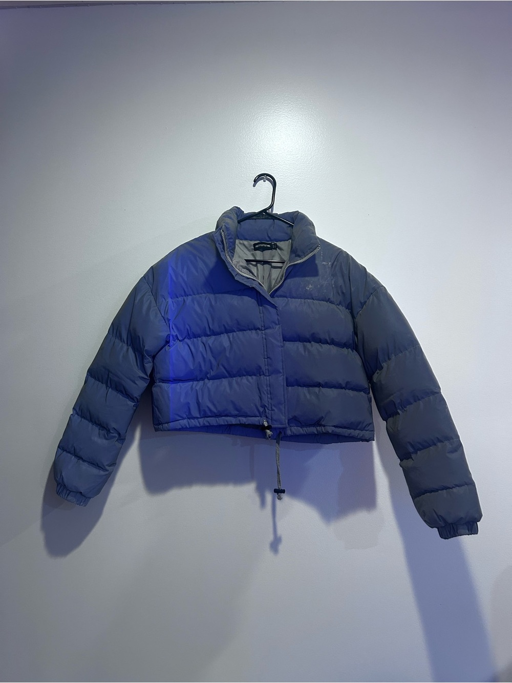 Cropped Puffer Jacket in Slate Blue